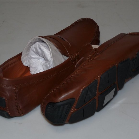 Coach Mens SIZE C Coin Leather Driver Shoes SADDLE BROWN Slip-on Loafer - Picture 2 of 3